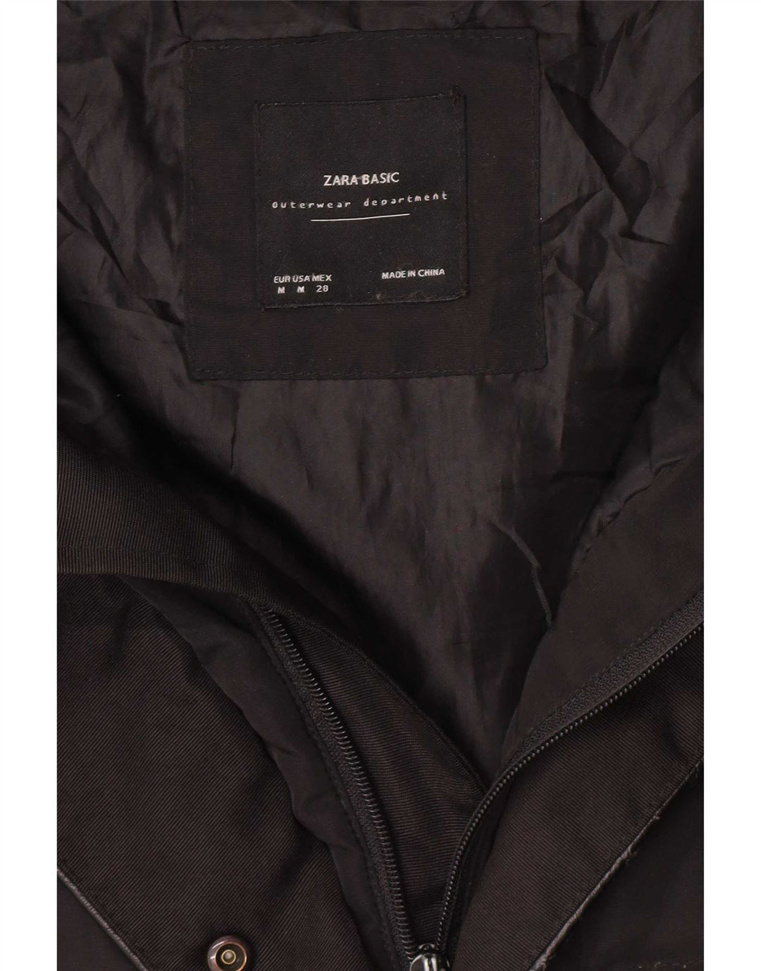 Cappotto imbottito con cappuccio da donna Zara UK 14 medio nero