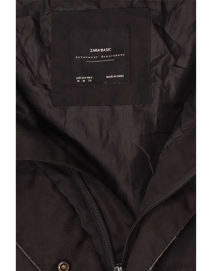 Cappotto imbottito con cappuccio da donna Zara UK 14 medio nero