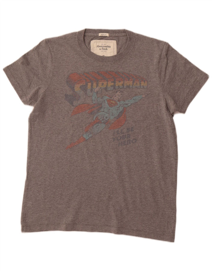 ABERCROMBIE & FITCH T-shirt con grafica muscolare da uomo in cotone grigio medio