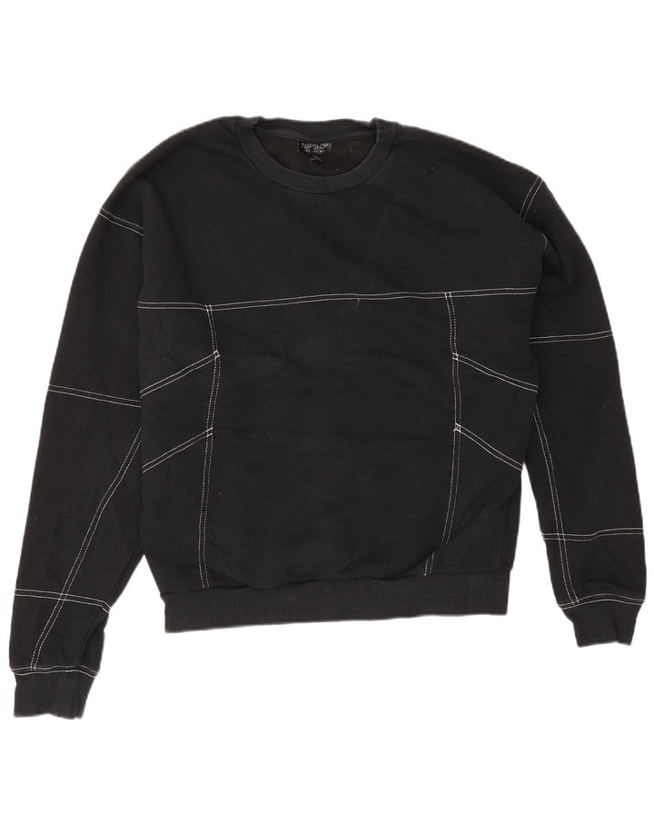 Topshop Felpa oversize da donna Maglione UK 8 Piccolo cotone nero