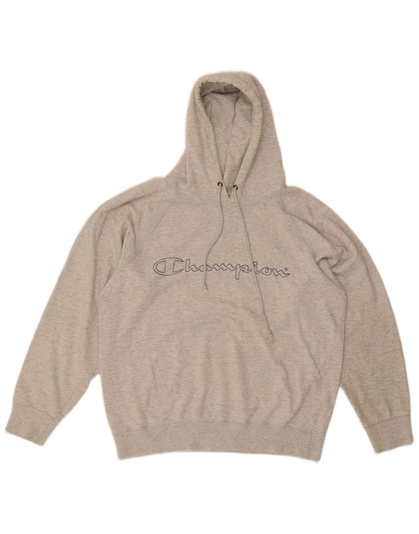 Maglione con cappuccio grafico da uomo Champion piccolo cotone chiazzato grigio
