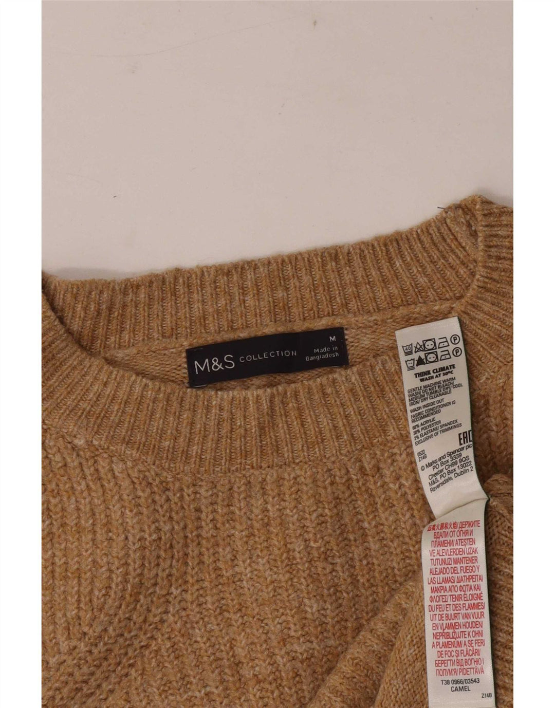 Maglione maglione girocollo da donna Marks & Spencer UK 14 Marrone medio screziato
