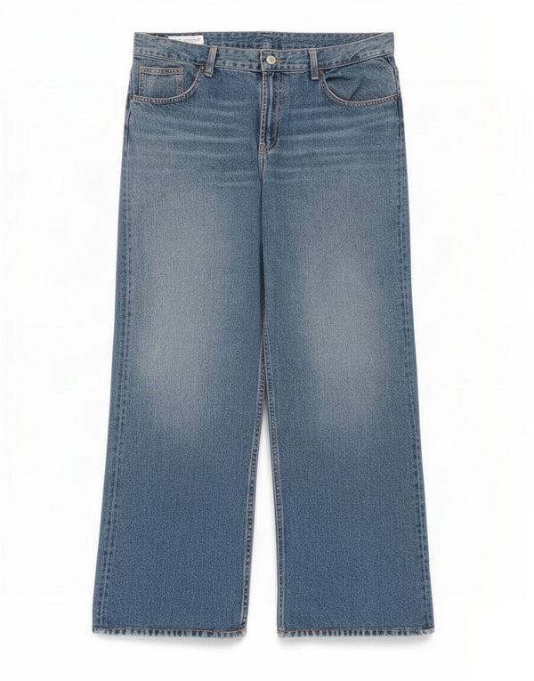 Zara Womens High Waist Wide Leg Jeans EU 44 XL W34 L32 Blue