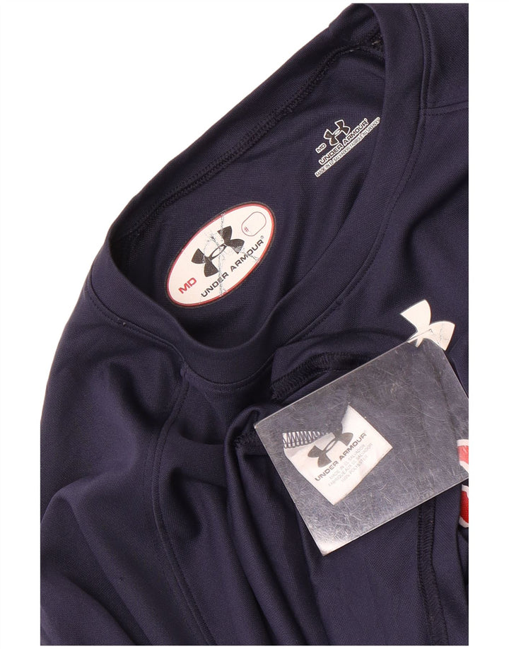 T-shirt grafica da uomo Under Armour Top medio in poliestere blu navy