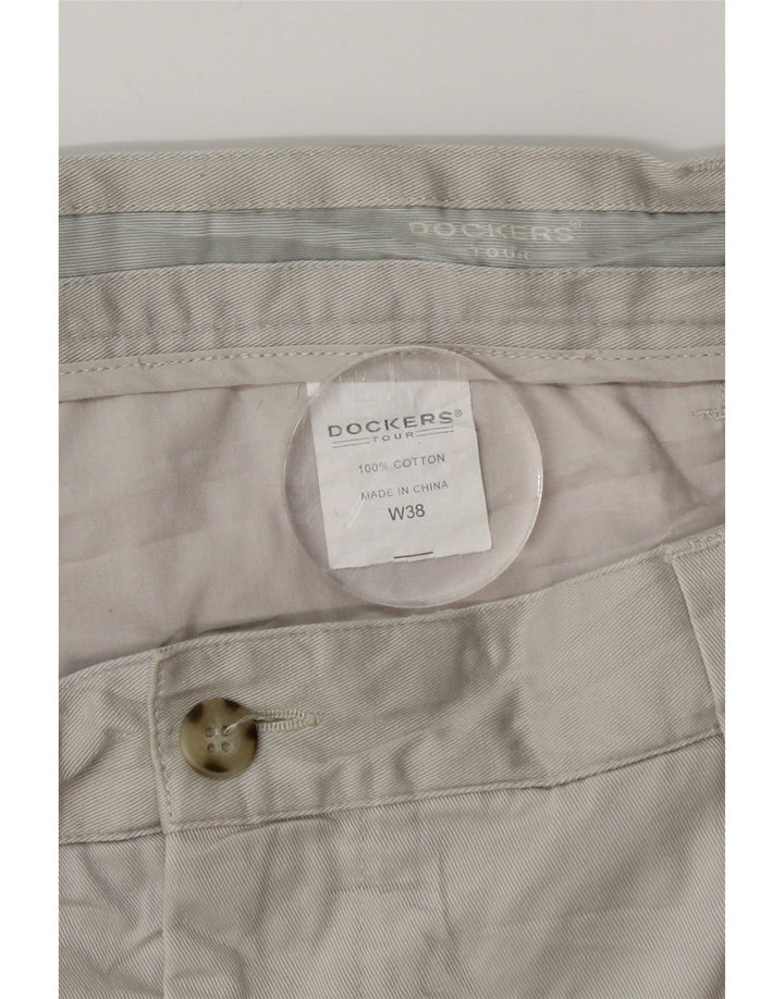 DOCKERS Pantaloncini chino con pegging da uomo W38 XL in cotone grigio
