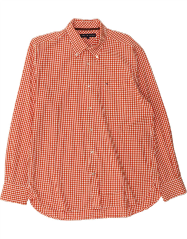 TOMMY HILFIGER Mens Shirt Large Red Check Cotton Vintage Tommy Hilfiger and Second-Hand Tommy Hilfiger from Messina Hembry 