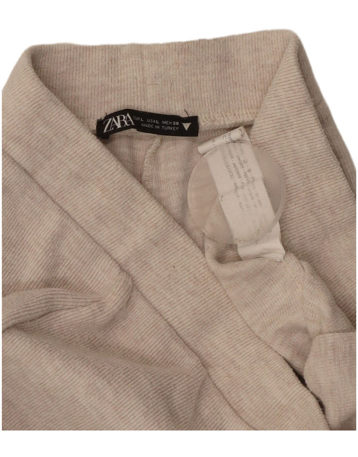Pantaloni da tuta da donna Zara a gamba larga UK 14 Large in poliestere bianco sporco