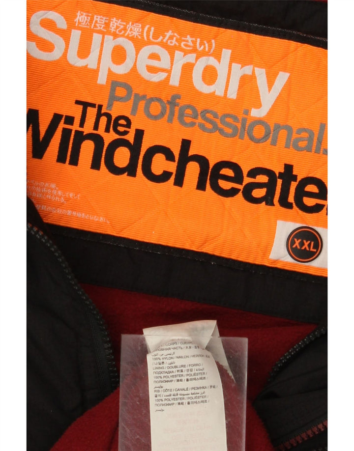 Giacca antipioggia da uomo con cappuccio grafico SUPERDRY The Windcheater UK 44 2XL Nera