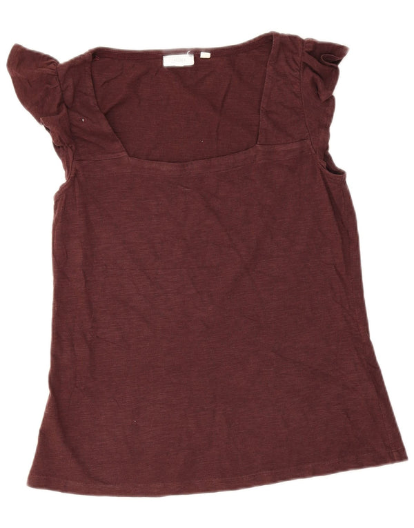 Camicetta da donna Fat Face Top UK 10 Piccolo cotone bordeaux