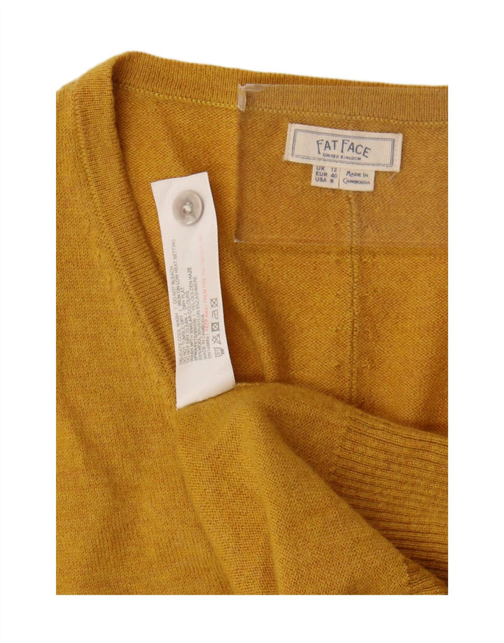 Maglione cardigan da donna Fat Face UK 12 Lana gialla media