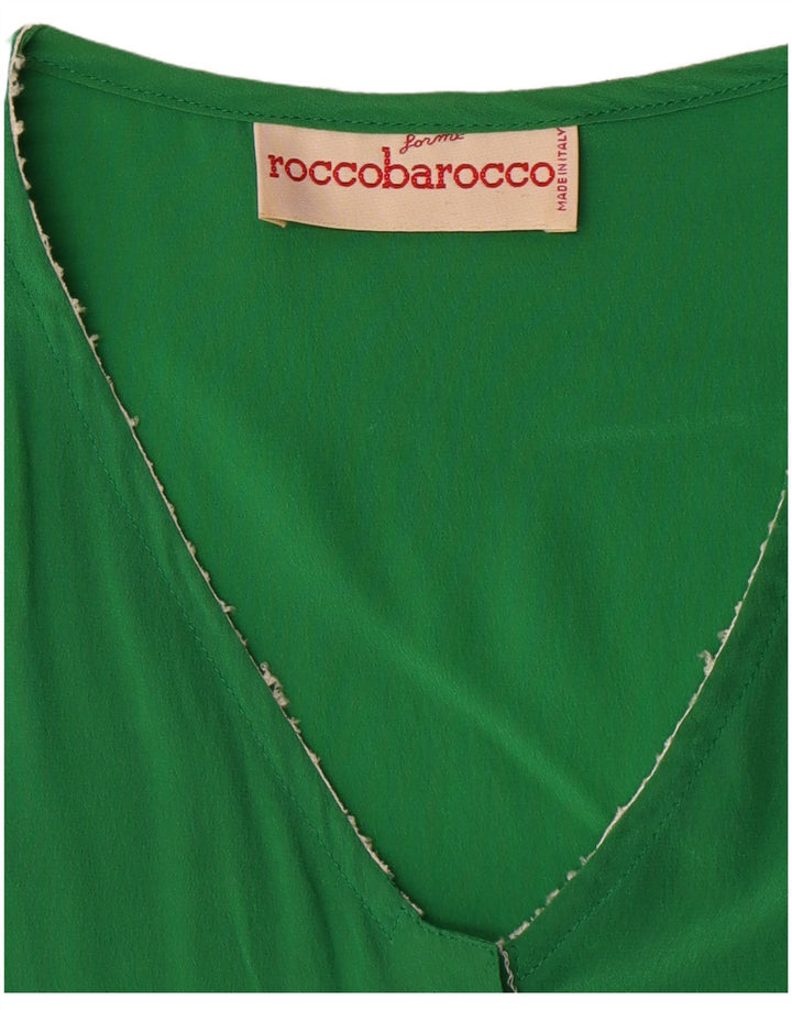 Roccobarocco Camicia a maniche corte da donna Camicetta UK 14 Large Verde
