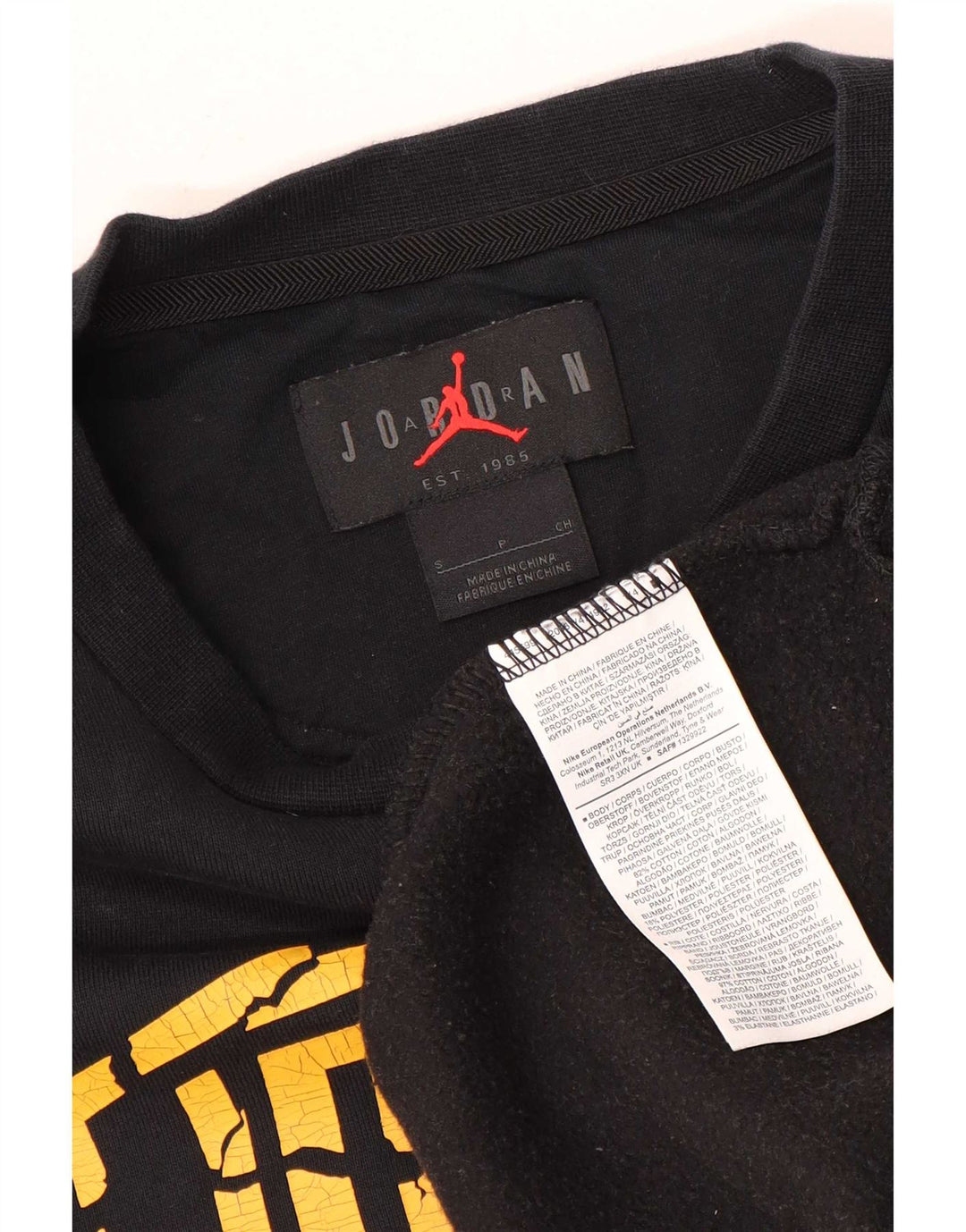 Felpa con grafica Jordan da uomo, piccola, in cotone nero
