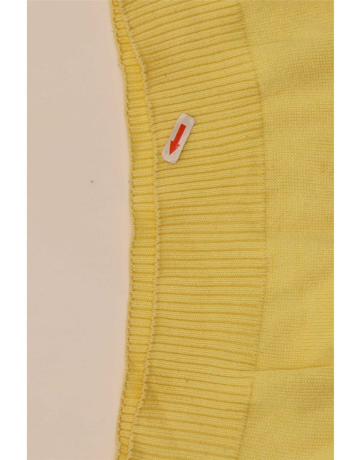 Maglione vintage da uomo con collo a bottoni in cotone color block giallo medio