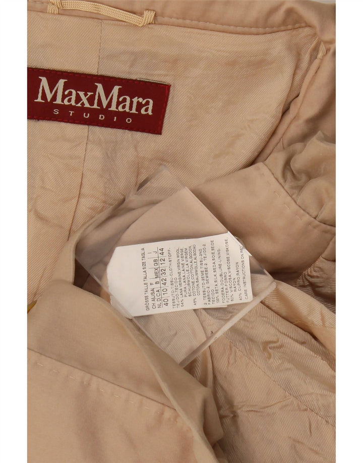 Giacca blazer a 3 bottoni corta da donna Max Mara UK 12 Lana beige medio