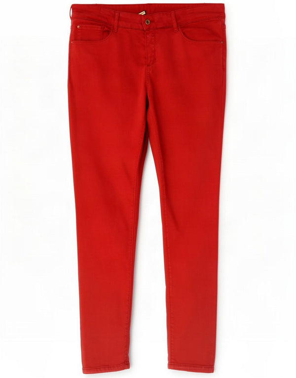 Massimo Dutti Pantaloni casual slim da donna EU 42 Large W32 L28 Rosso