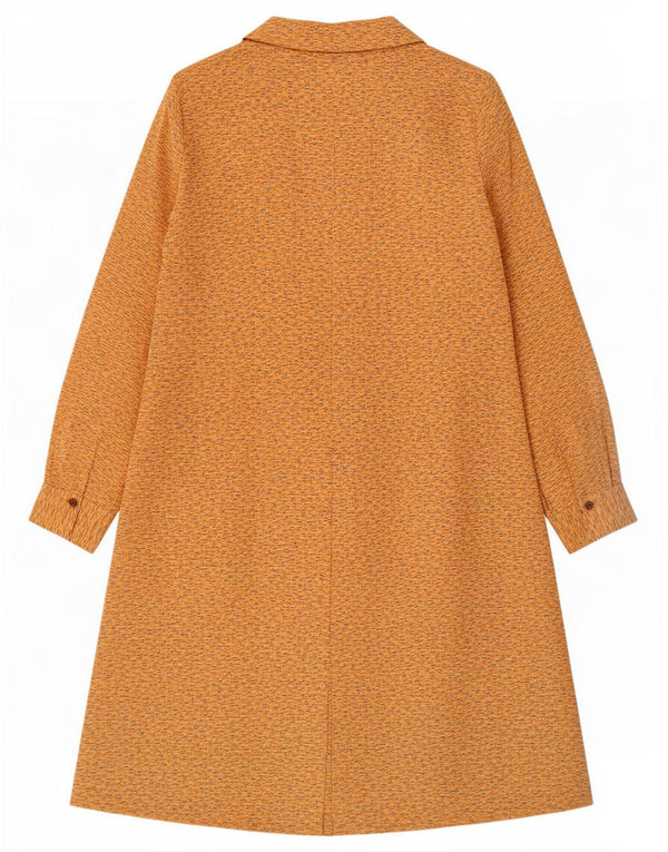 Abito lungo a maniche lunghe da donna vintage con motivo astratto UK 12 Giallo medio