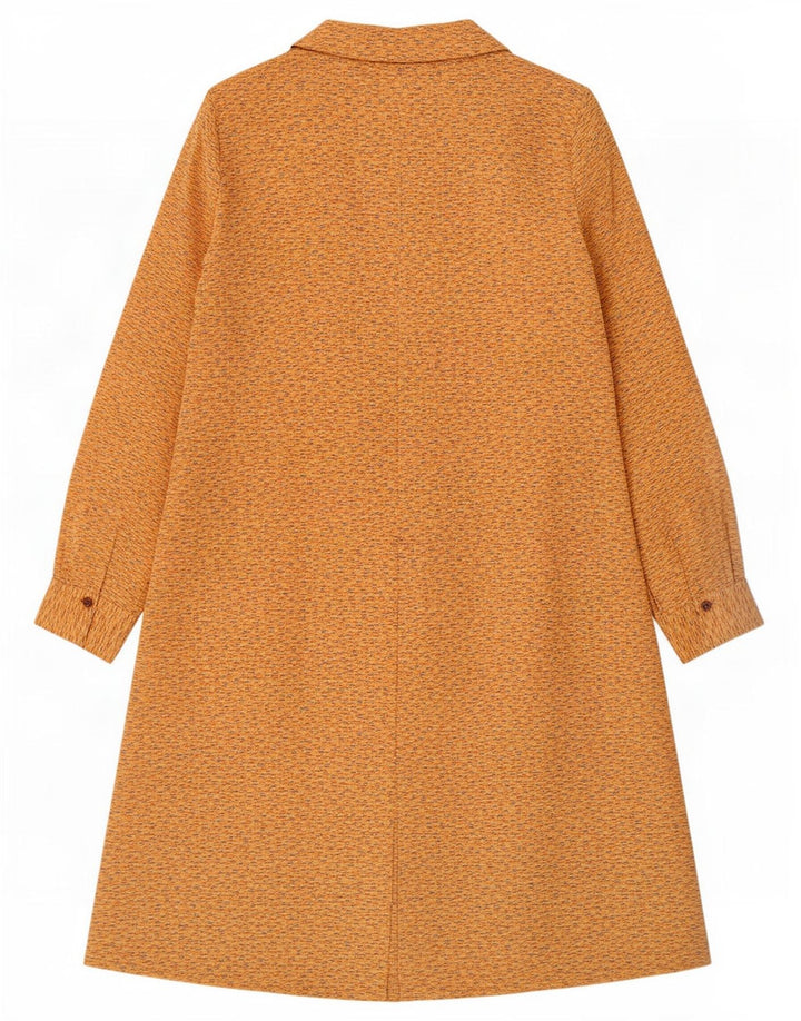 Abito lungo a maniche lunghe da donna vintage con motivo astratto UK 12 Giallo medio