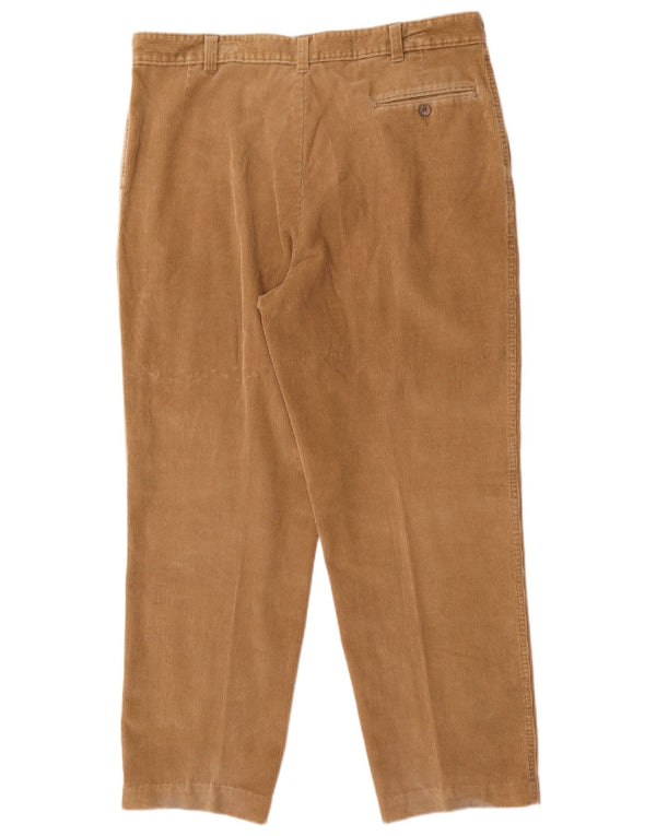 Pantaloni da uomo in velluto a coste con peghe Marks & Spencer W38 L29 cotone marrone