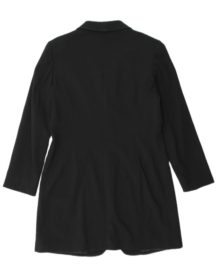 Giacca blazer vintage da donna lunga a 1 bottone IT 46 grande nera