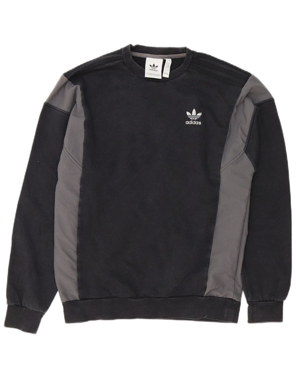 Felpa da uomo Adidas maglione piccolo nero in cotone color block