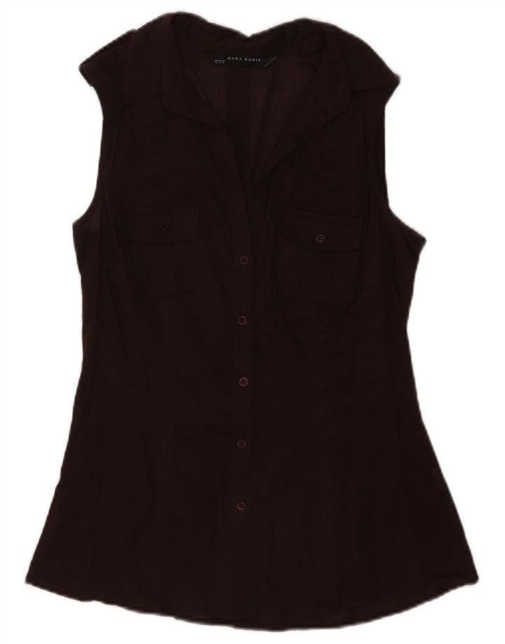 Camicia senza maniche da donna Zara UK 12 Marrone medio