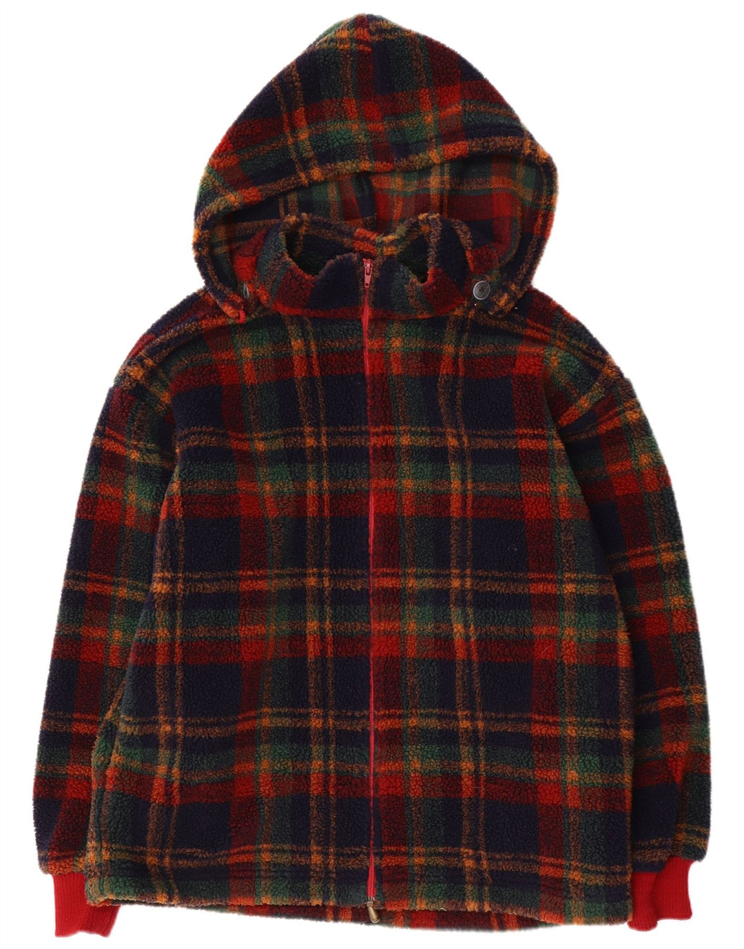 Giacca in pile con cappuccio da uomo Jockey UK 38 Poliestere scozzese medio multicolore