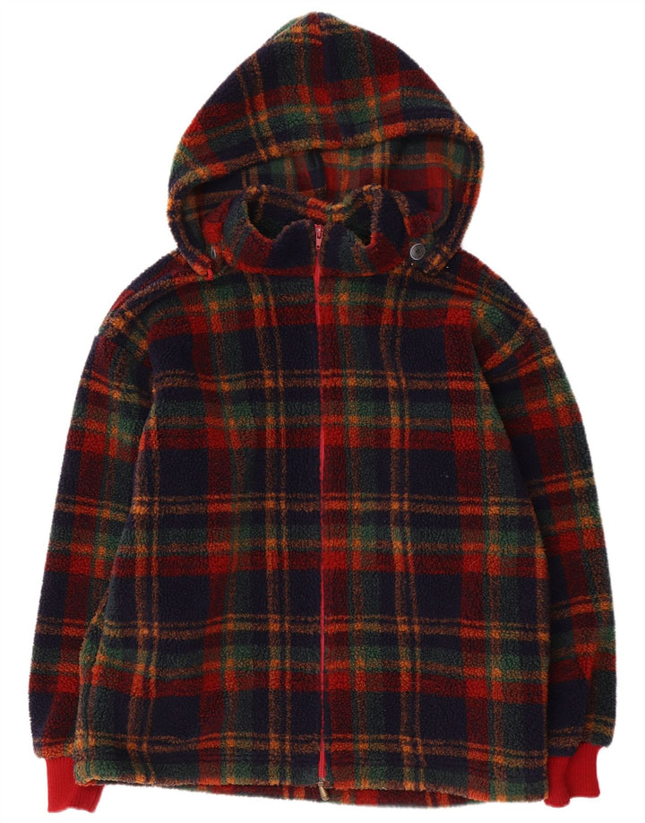 Giacca in pile con cappuccio da uomo Jockey UK 38 Poliestere scozzese medio multicolore