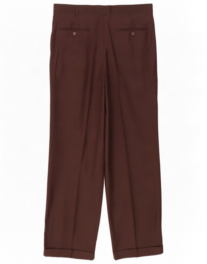 Pantaloni da abito con pegging da uomo Pierre Cardin W34 L29 Lana marrone