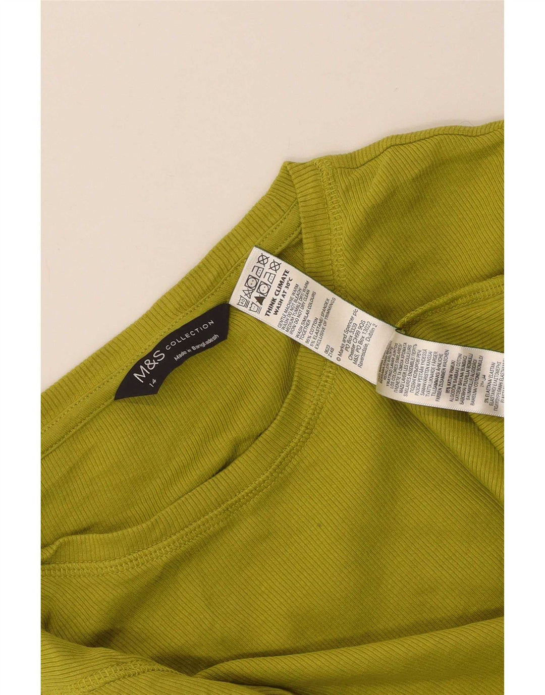 Marks & Spencer Top da donna a maniche lunghe UK 14 Cotone verde medio