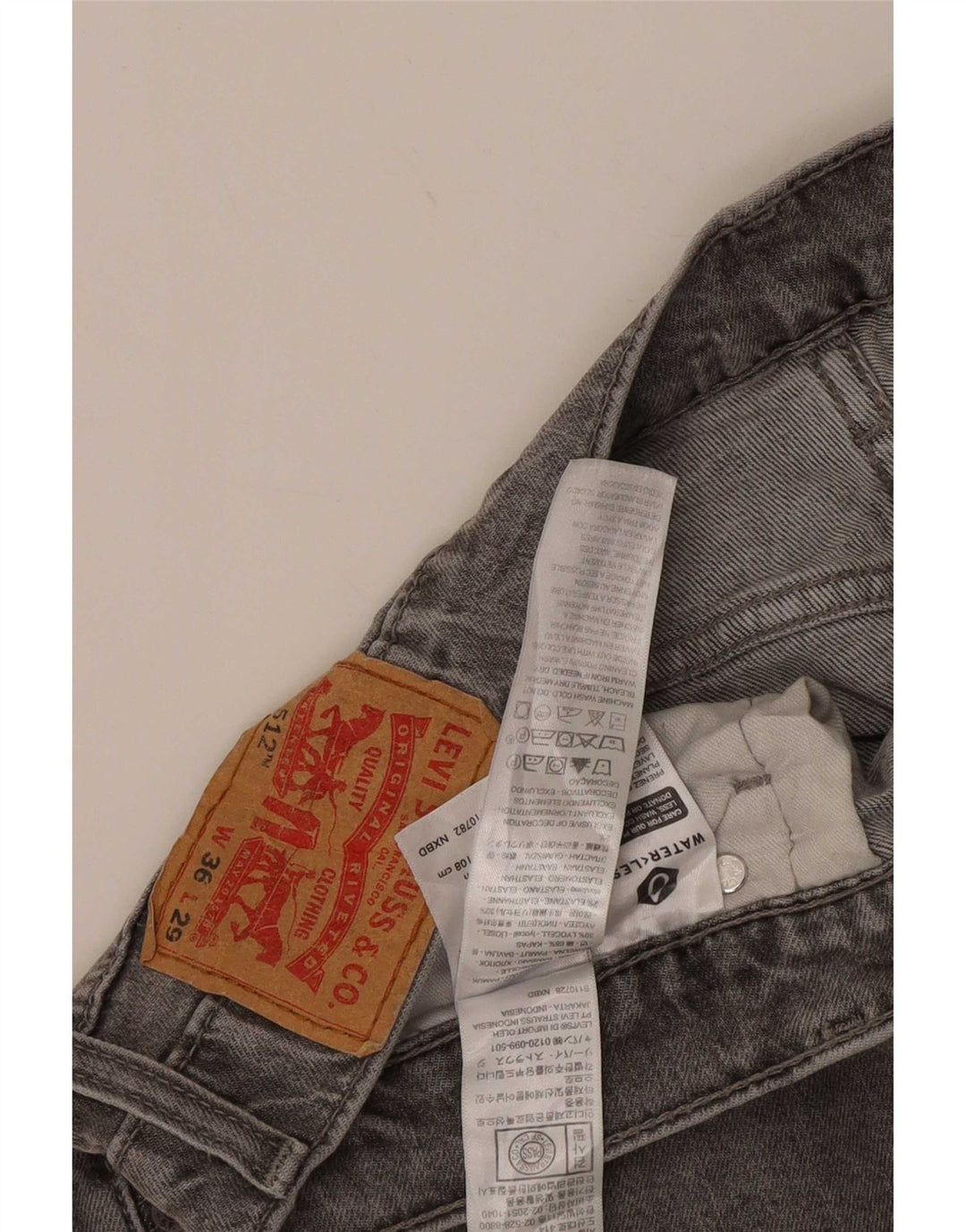 Levi's Uomo 512 Jeans affusolati slim W36 L29 Cotone grigio