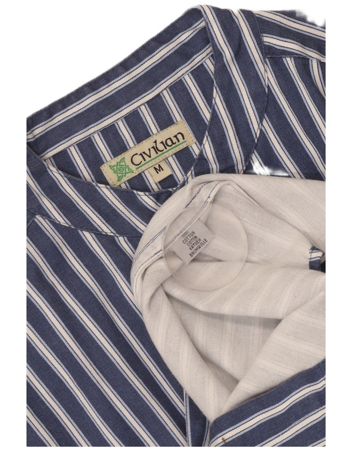 Camicia pullover da uomo civile in cotone a righe blu navy medio