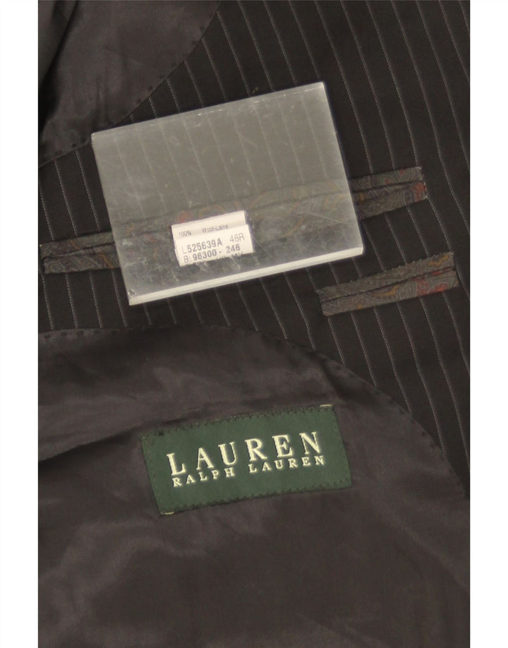 Giacca blazer a 2 bottoni da uomo Ralph Lauren UK 46 2XL Lana gessata nera