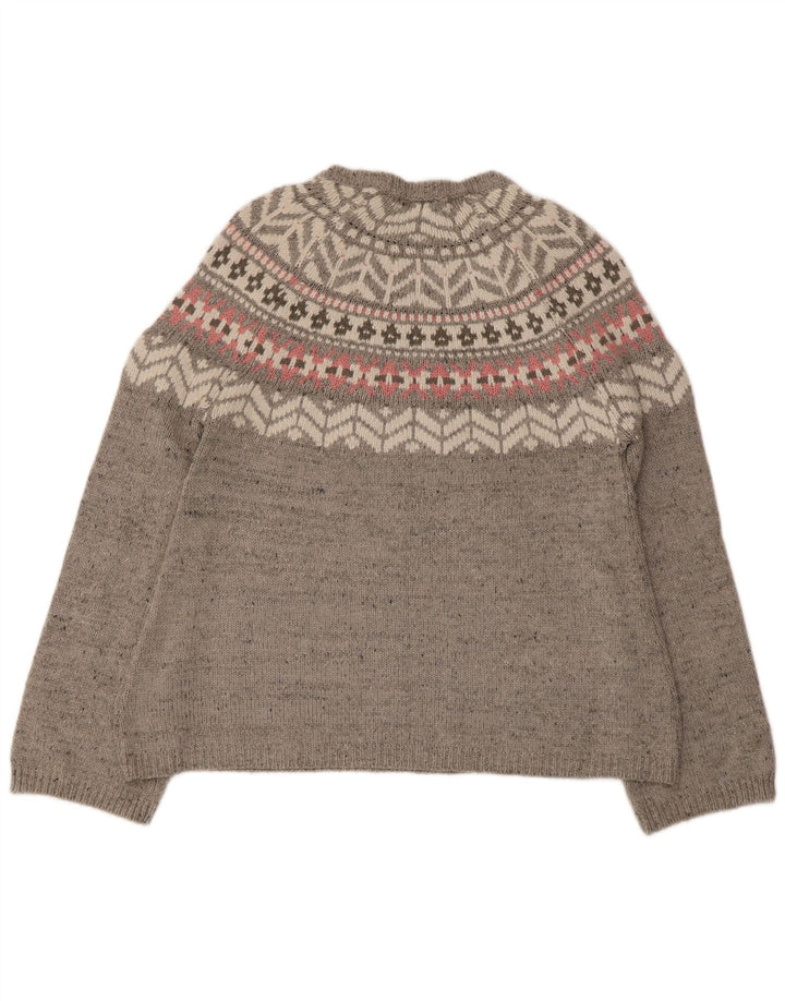 Maglione maglione con scollo a barca da donna Marks & Spencer UK 12 Grigio medio Fair Isle