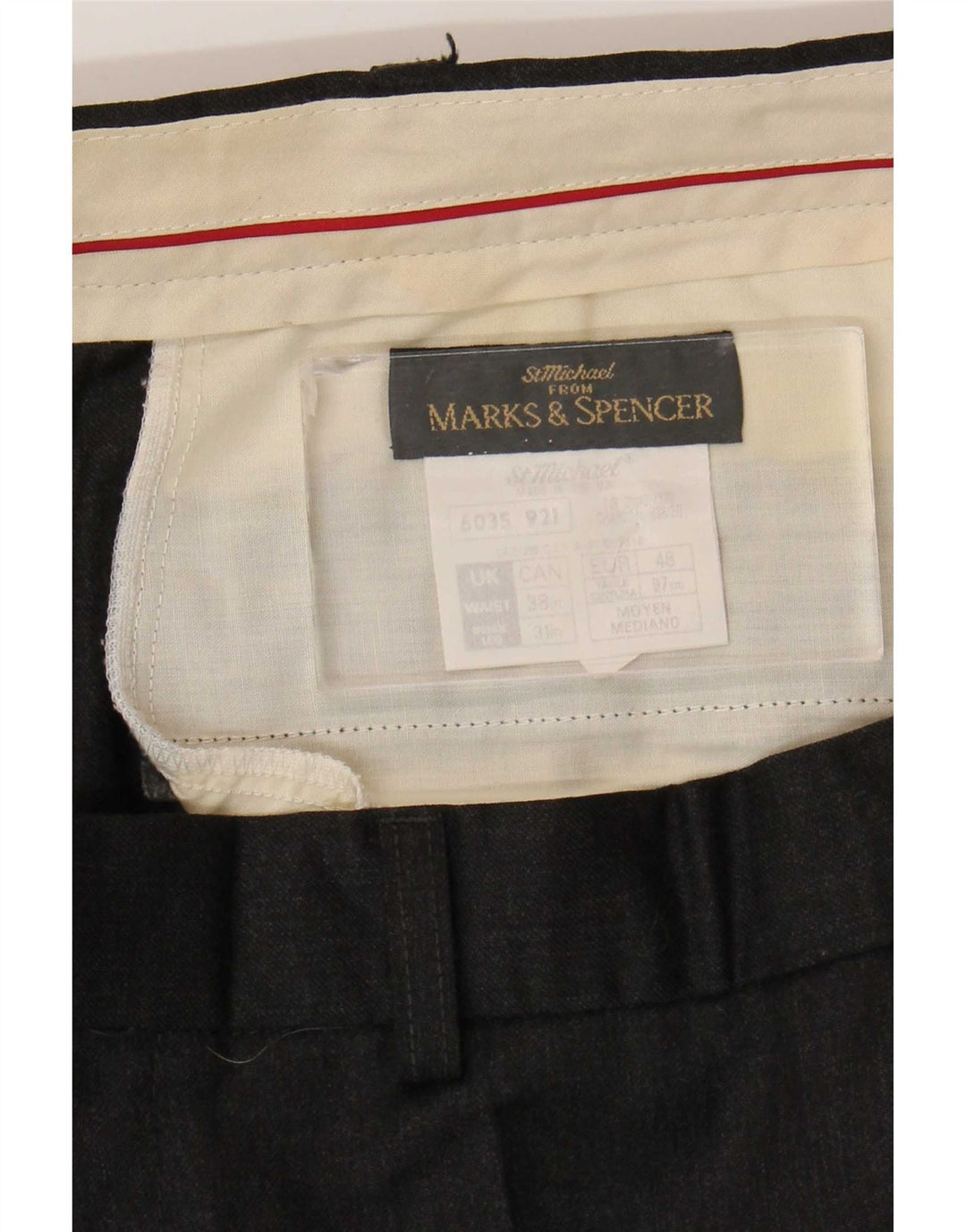 Pantaloni da abito dritti da uomo Marks & Spencer W38 L31 lana nera