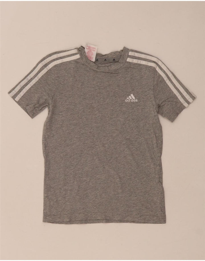 T-shirt grafica da ragazzo Adidas Top 7-8 anni in cotone grigio