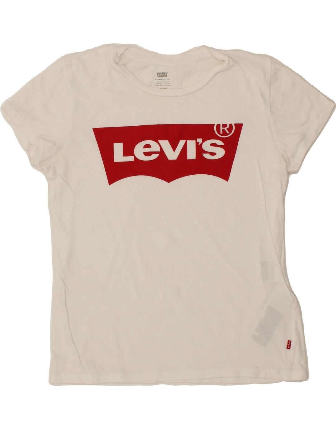 LEVI'S Womens Graphic T-Shirt Top UK 10 Small White Cotton Vintage Levi's and Second-Hand Levi's from Messina Hembry 