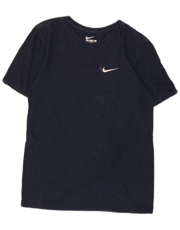 T-shirt Nike da uomo dal taglio atletico, piccola, in cotone blu navy