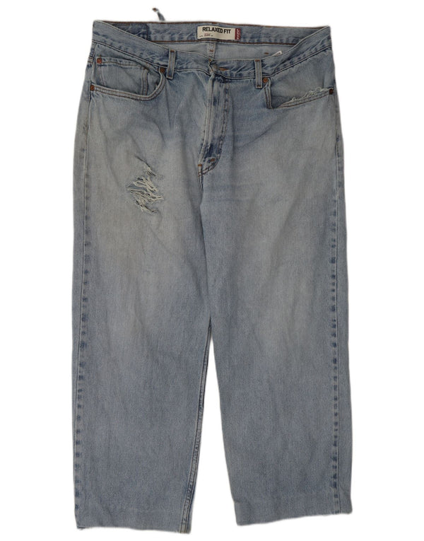 Levi's Uomo 550 Jeans cropped vestibilità rilassata effetto invecchiato W38 L26 cotone blu