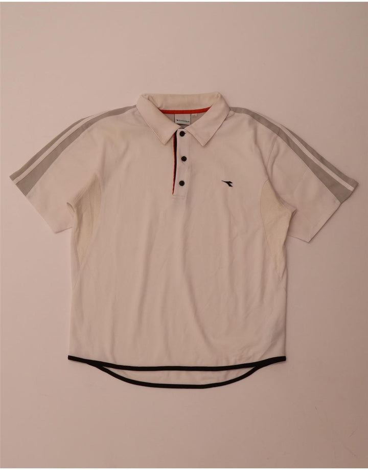 Polo Diadora Uomo Large in poliestere color block bianco