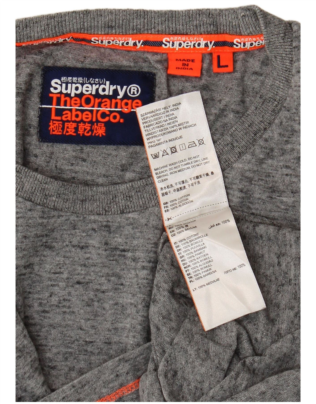 T-shirt da uomo Superdry Top grande in cotone chiazzato grigio