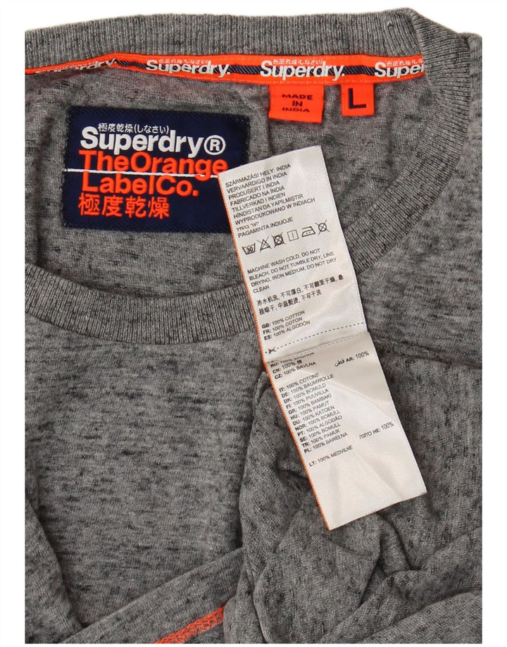 T-shirt da uomo Superdry Top grande in cotone chiazzato grigio
