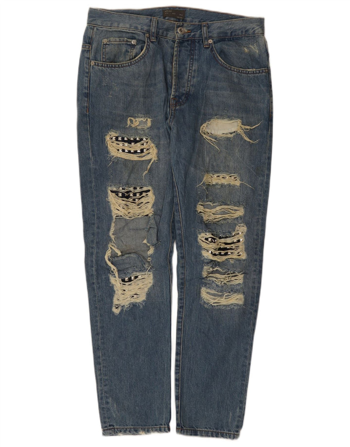 Jeans slim invecchiati da uomo Zara EU 40 medio W31 L28 blu