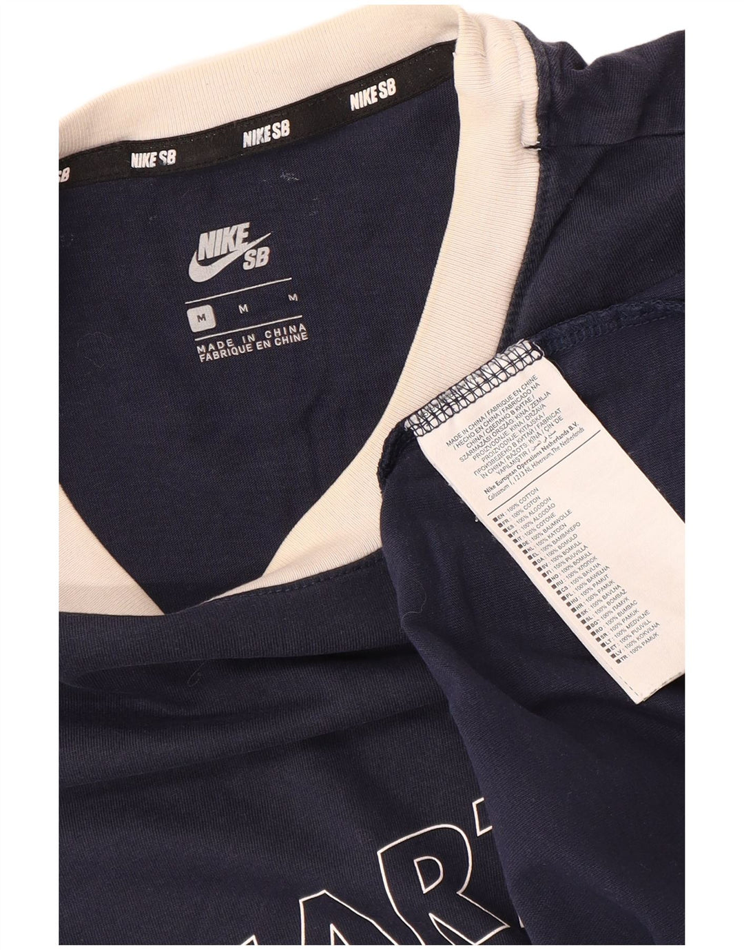 T-shirt grafica da uomo NIKE Top in cotone blu navy medio