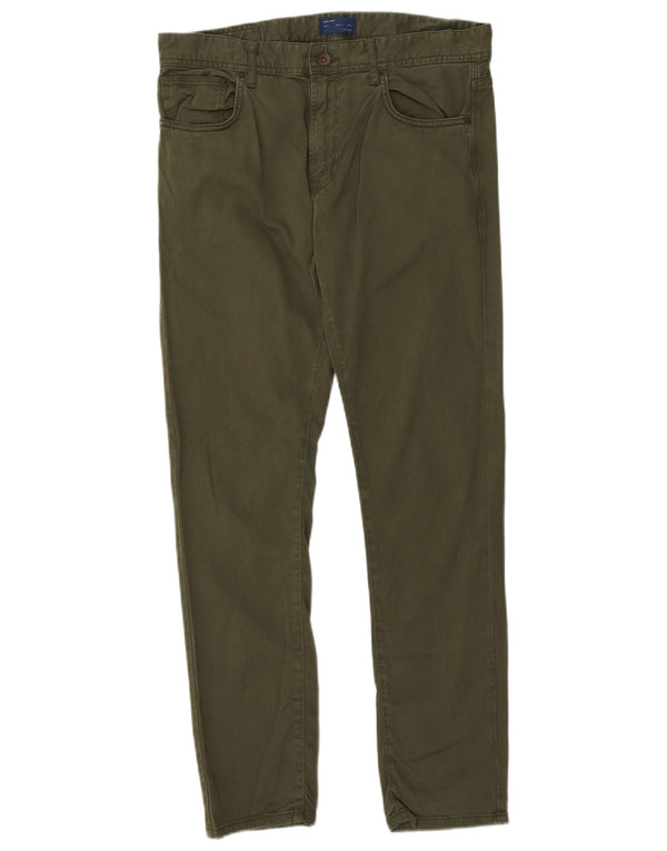 Pantaloni casual skinny da uomo Zara EU 42 Large W32 L29 Cotone verde