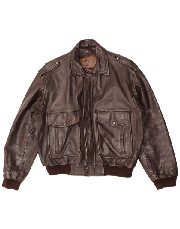 Bomb Boogie Giacca in pelle da uomo Sky Loose Fit UK 38 Marrone medio