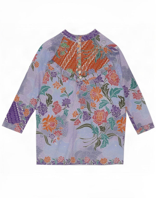 Abito tunica vintage da donna UK 14 floreale viola medio