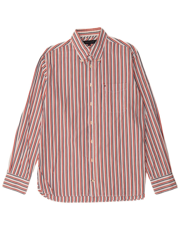 Camicia da uomo Tommy Hilfiger in cotone a righe bianche medie