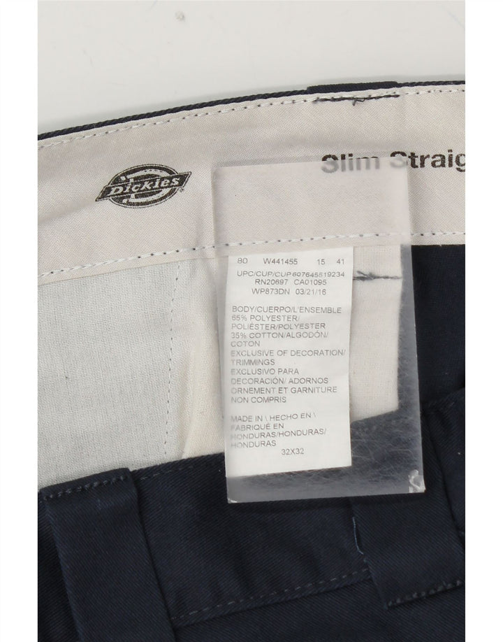 DICKIES Pantaloni chino slim dritti da uomo W32 L32 poliestere blu navy