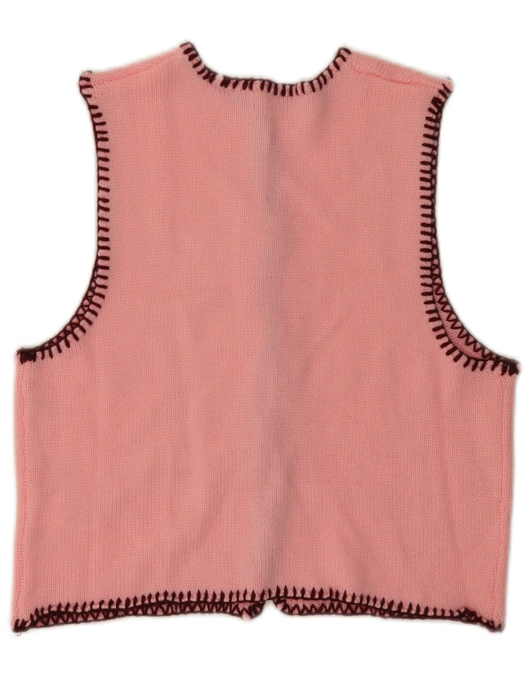 Maglione cardigan senza maniche corto da donna VINTAGE UK 6 XS acrilico rosa