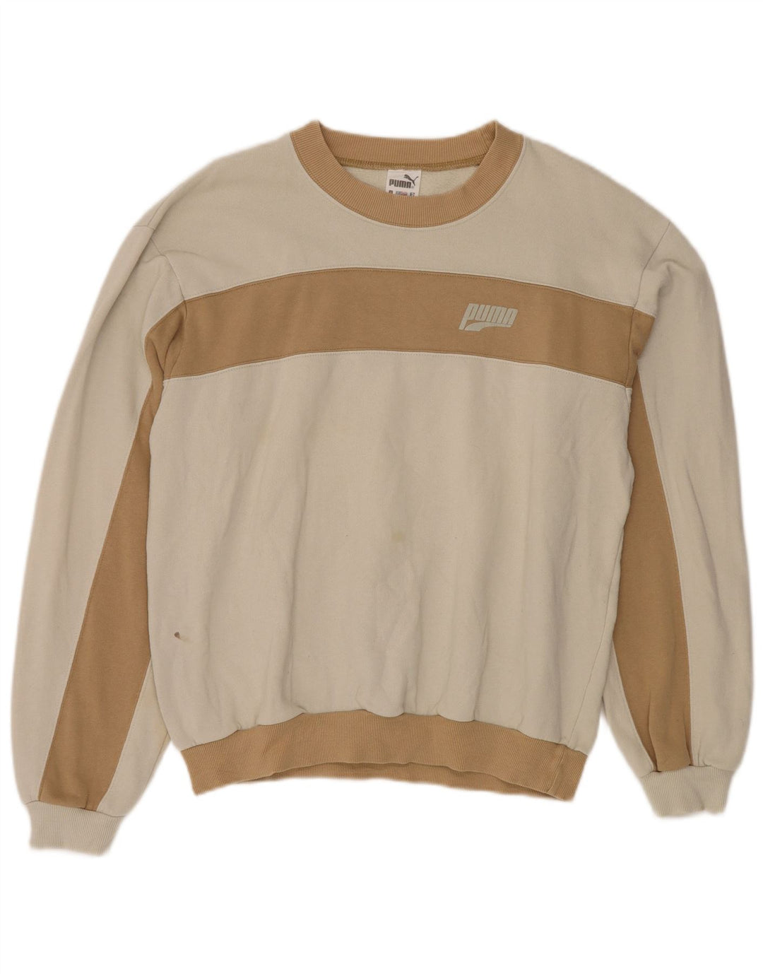 PUMA Felpa da uomo Maglione Large White Colourblock in cotone
